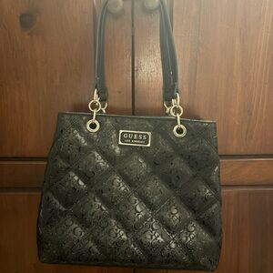 GUESS Black Quilted Tote Bag